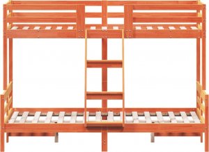 vidaXL Łóżko piętrowe, 80x200/120x200 cm, woskowy brąz, drewno sosnowe 4