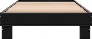 vidaXL vidaXL Rama łóżka, czarna, 90x200 cm, materiał drewnopochodny i metal 4