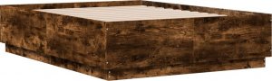 vidaXL vidaXL Rama łóżka z LED, przydymiony dąb, 135x190 cm 3