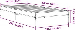 vidaXL vidaXL Rama łóżka, czarna, 100x200 cm, materiał drewnopochodny i metal 9