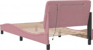 vidaXL vidaXL Rama łóżka z LED, różowa, 100x200 cm, aksamitna 8