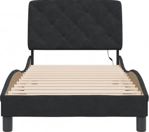 vidaXL vidaXL Rama łóżka z oświetleniem LED, czarna, 80x200 cm, aksamitna 6