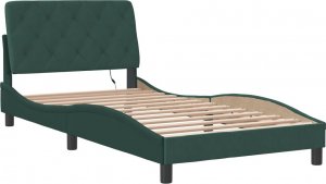 vidaXL vidaXL Rama łóżka z LED, ciemnozielona, 100x200 cm, aksamitna 3