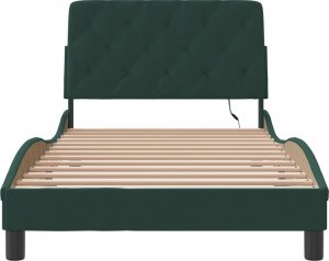 vidaXL vidaXL Rama łóżka z LED, ciemnozielona, 100x200 cm, aksamitna 6