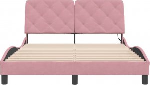 vidaXL vidaXL Rama łóżka z LED, różowa, 140x190 cm, aksamitna 5
