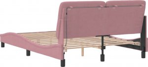vidaXL vidaXL Rama łóżka z LED, różowa, 140x190 cm, aksamitna 7
