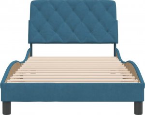 vidaXL vidaXL Rama łóżka z zagłówkiem, niebieska, 100x200 cm, aksamitna 5