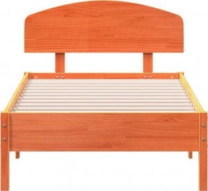 vidaXL vidaXL Rama łóżka z wezgłowiem, woskowy brąz, 75x190 cm, sosnowa 4