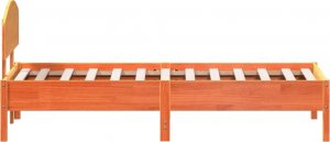 vidaXL vidaXL Rama łóżka z wezgłowiem, woskowy brąz, 75x190 cm, sosnowa 5