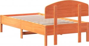 vidaXL vidaXL Rama łóżka z wezgłowiem, woskowy brąz, 75x190 cm, sosnowa 6