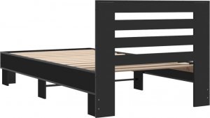 vidaXL vidaXL Rama łóżka, czarna, 75x190 cm, materiał drewnopochodny i metal 6