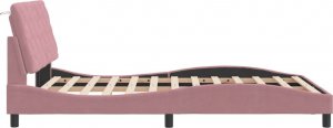 vidaXL vidaXL Rama łóżka z LED, różowa, 140x200 cm, aksamitna 7