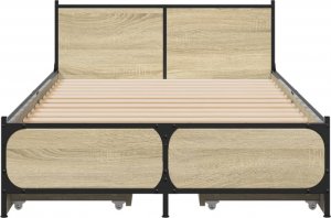 vidaXL vidaXL Rama łóżka z szufladami, dąb sonoma, 75x190 cm 4