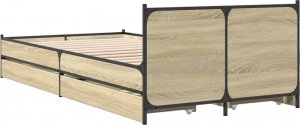 vidaXL vidaXL Rama łóżka z szufladami, dąb sonoma, 75x190 cm 6