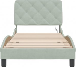 vidaXL vidaXL Rama łóżka z oświetleniem LED, jasnoszara, 80x200 cm, aksamit 6