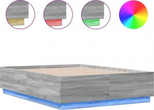vidaXL vidaXL Rama łóżka z LED, szary dąb sonoma, 135x190 cm 2
