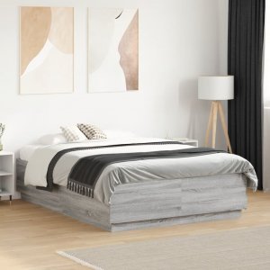 vidaXL vidaXL Rama łóżka z LED, szary dąb sonoma, 135x190 cm 5