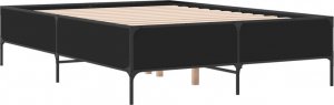 vidaXL vidaXL Rama łóżka, czarna, 135x190 cm, materiał drewnopochodny i metal 2