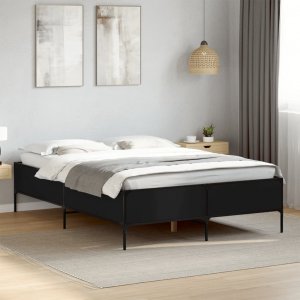 vidaXL vidaXL Rama łóżka, czarna, 135x190 cm, materiał drewnopochodny i metal 3