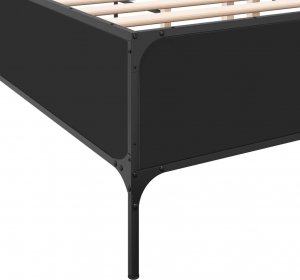 vidaXL vidaXL Rama łóżka, czarna, 135x190 cm, materiał drewnopochodny i metal 7