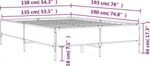 vidaXL vidaXL Rama łóżka, czarna, 135x190 cm, materiał drewnopochodny i metal 9