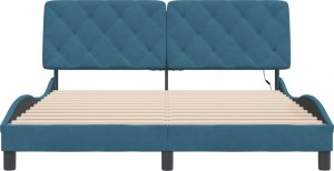 vidaXL Rama łóżka z LED, niebieska, 160x200 cm, aksamitna 6