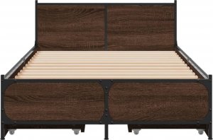 vidaXL Rama łóżka z szufladami, brązowy dąb, 75x190 cm 4