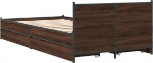 vidaXL Rama łóżka z szufladami, brązowy dąb, 75x190 cm 6