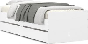 vidaXL Rama łóżka z szufladami, biała, 75x190 cm 2