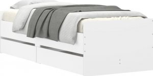 vidaXL Rama łóżka z szufladami, biała, 75x190 cm 3