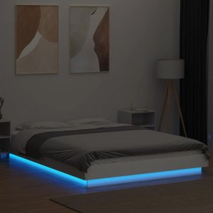 vidaXL vidaXL Rama łóżka z LED, biała, 140x200 cm, materiał drewnopochodny 3