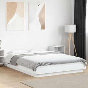 vidaXL vidaXL Rama łóżka z LED, biała, 140x200 cm, materiał drewnopochodny 4