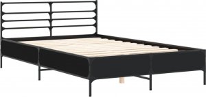 vidaXL vidaXL Rama łóżka, czarna, 135x190 cm, materiał drewnopochodny i metal 2