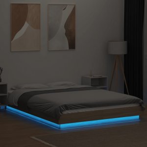 vidaXL Rama łóżka z LED, dąb sonoma, 140x200 cm 3