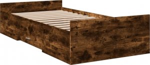 vidaXL Rama łóżka z szufladami, przydymiony dąb, 90x190 cm 2