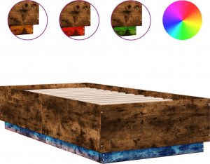 vidaXL vidaXL Rama łóżka z LED, przydymiony dąb, 90x190 cm 2