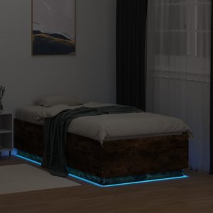 vidaXL vidaXL Rama łóżka z LED, przydymiony dąb, 90x190 cm 4