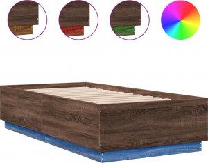 vidaXL vidaXL Rama łóżka z LED, brązowy dąb, 90x190 cm 2