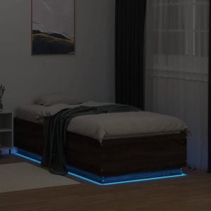 vidaXL vidaXL Rama łóżka z LED, brązowy dąb, 90x190 cm 4