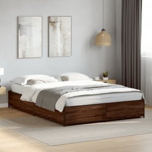 vidaXL vidaXL Rama łóżka, brązowy dąb, 140x200 cm, materiał drewnopochodny 3