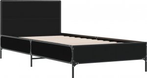vidaXL vidaXL Rama łóżka, czarna, 90x200 cm, materiał drewnopochodny i metal 2