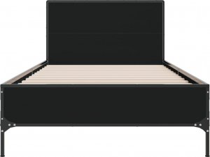 vidaXL vidaXL Rama łóżka, czarna, 90x200 cm, materiał drewnopochodny i metal 4