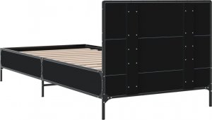 vidaXL vidaXL Rama łóżka, czarna, 90x200 cm, materiał drewnopochodny i metal 6