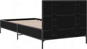 vidaXL vidaXL Rama łóżka, czarna, 90x190 cm, materiał drewnopochodny i metal 6