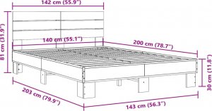 vidaXL vidaXL Rama łóżka, szary dąb sonoma, 140x200 cm 9