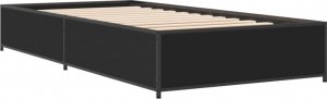 vidaXL vidaXL Rama łóżka, czarna, 90x190 cm, materiał drewnopochodny i metal 2