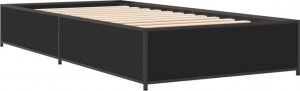 vidaXL vidaXL Rama łóżka, czarna, 90x190 cm, materiał drewnopochodny i metal 6