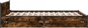 vidaXL vidaXL Rama łóżka z szufladami, przydymiony dąb, 135x190 cm 5