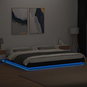 vidaXL vidaXL Rama łóżka z LED, czarna, 200x200 cm, materiał drewnopochodny 3