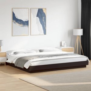 vidaXL vidaXL Rama łóżka z LED, czarna, 200x200 cm, materiał drewnopochodny 4
